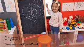  Presentation with kindergarten - Presentation theme with adorable-hispanic-girl-smiling-confident background and a red colored foreground