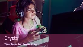  Presentation with streamer - Presentation design having adorable-hispanic-girl-streamer-playing background and a violet colored foreground