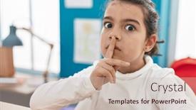  Presentation with student - Slide deck enhanced with adorable-hispanic-girl-student-asking background and a  colored foreground