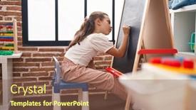  Presentation with student - Presentation design with adorable-hispanic-girl-student-drawing background and a  colored foreground