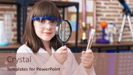  Presentation with looking glass - Slides featuring adorable-hispanic-girl-student-looking background and a coral colored foreground