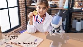  Presentation with medal - Theme featuring adorable-hispanic-girl-student-smiling background and a lemonade colored foreground