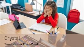  Presentation with stressed - Presentation theme with adorable-hispanic-girl-student-stressed background and a coral colored foreground