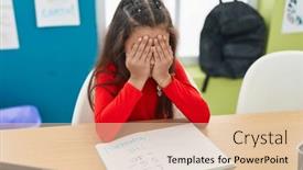  Presentation with student and covid - Presentation theme enhanced with adorable-hispanic-girl-student-stressed and a lemonade colored foreground