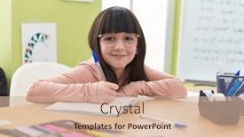  Presentation with student writing - Presentation theme with adorable-hispanic-girl-student-writing background and a lemonade colored foreground