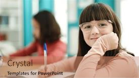  Presentation with student writing - Presentation design having adorable-hispanic-girl-student-writing background and a coral colored foreground