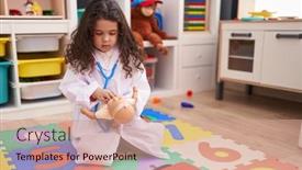  Presentation with baby doctor - Presentation theme having adorable-hispanic-girl-wearing-doctor background and a  colored foreground