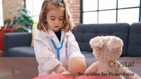  Presentation with baby doctor - Theme enhanced with adorable-hispanic-girl-wearing-doctor background and a coral colored foreground