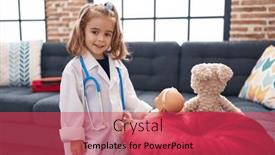  Presentation with baby doctor - PPT theme consisting of adorable-hispanic-girl-wearing-doctor background and a red colored foreground