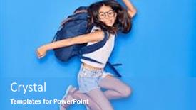  Presentation with student - Colorful presentation theme enhanced with adorable-hispanic-student-child-girl backdrop and a teal colored foreground