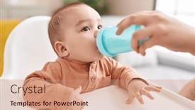  Presentation with drinking water - Presentation theme featuring adorable-hispanic-toddler-drinking-water background and a coral colored foreground