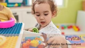  Presentation with hispanic - Slides having adorable-hispanic-toddler-holding-dino background and a coral colored foreground