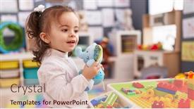  Presentation with elephant - Presentation theme with adorable-hispanic-toddler-holding-elephant background and a soft green colored foreground