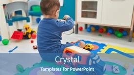  Presentation with tambourine - Presentation with adorable-hispanic-toddler-playing-tambourine background and a ocean colored foreground