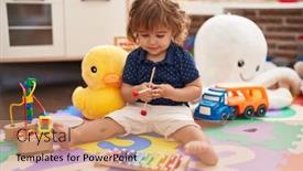  Presentation with xylophone - Slide set enhanced with adorable-hispanic-toddler-playing-xylophone background and a  colored foreground