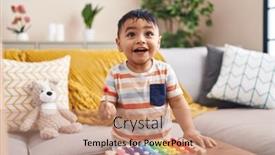  Presentation with xylophone - Theme featuring adorable-hispanic-toddler-playing-xylophone background and a coral colored foreground