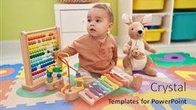  Presentation with xylophone - Slides consisting of adorable-hispanic-toddler-playing-xylophone background and a  colored foreground