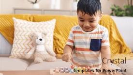 Presentation with xylophone - PPT theme having adorable-hispanic-toddler-playing-xylophone background and a  colored foreground
