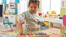  Presentation with xylophone - PPT theme having adorable-hispanic-toddler-playing-xylophone background and a coral colored foreground