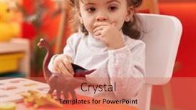  Presentation with kindergarten - PPT theme with adorable-hispanic-toddler-playing background and a coral colored foreground