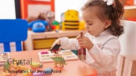  Presentation with hispanic - Presentation theme featuring adorable-hispanic-toddler-playing background and a coral colored foreground
