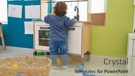  Presentation with hispanic - Slide deck with adorable-hispanic-toddler-playing background and a mint green colored foreground