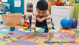  Presentation with maths - Slide set consisting of adorable-hispanic-toddler-playing background and a coral colored foreground