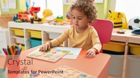  Presentation with maths - Slide set having adorable-hispanic-toddler-playing background and a coral colored foreground