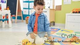  Presentation with tractor - Slide deck featuring adorable-hispanic-toddler-playing background and a yellow colored foreground