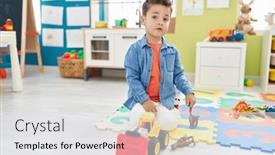  Presentation with tractor - PPT theme having adorable-hispanic-toddler-playing background and a light gray colored foreground