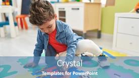  Presentation with floor - Slide set with adorable-hispanic-toddler-sitting background and a teal colored foreground