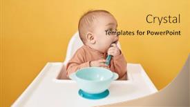  Presentation with toddler eating - Slide deck enhanced with adorable-hispanic-toddler-sitting background and a yellow colored foreground