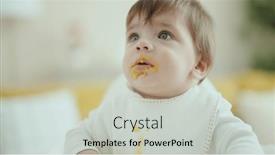  Presentation with toddler eating - Presentation theme consisting of adorable-hispanic-toddler-sitting background and a light gray colored foreground