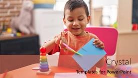  Presentation with paper cutting - PPT layouts featuring adorable-hispanic-toddler-student-smiling background and a  colored foreground