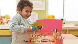  Presentation with paper cutting - Presentation enhanced with adorable-hispanic-toddler-student-smiling background and a coral colored foreground