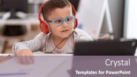  Presentation with student - Slides featuring adorable-hispanic-toddler-student-using background and a gray colored foreground
