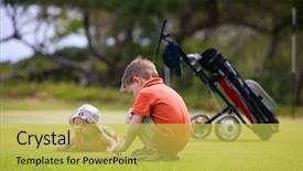  Presentation with kids playing - Audience pleasing theme consisting of adorable kids playing on golf backdrop and a yellow colored foreground