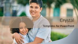  Presentation with sister - Colorful PPT theme enhanced with adorable-latin-brother-and-sister backdrop and a coral colored foreground