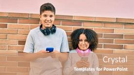  Presentation with sister - Audience pleasing presentation consisting of adorable-latin-brother-and-sister backdrop and a coral colored foreground
