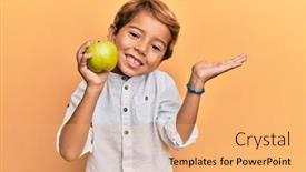  Presentation with achievement - Slide set with adorable-latin-kid-holding-green background and a coral colored foreground