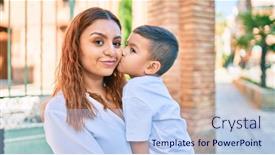  Presentation with city - Slide deck featuring adorable-latin-mother-and-son background and a light blue colored foreground