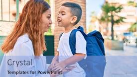  Presentation with mom - Colorful presentation theme enhanced with adorable-latin-student-boy backdrop and a light blue colored foreground