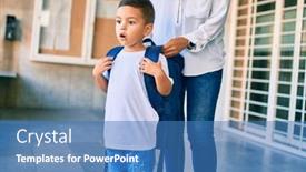  Presentation with mom - Slide set featuring adorable-latin-student-boy background and a teal colored foreground