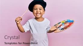  Presentation with artist - Colorful theme enhanced with adorable-latin-toddler-smiling-happy backdrop and a soft green colored foreground