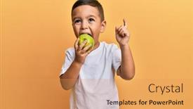  Presentation with toddler eating - Cool new presentation theme with adorable-latin-toddler-smiling-happy backdrop and a yellow colored foreground