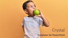  Presentation with toddler eating - Presentation theme enhanced with adorable-latin-toddler-smiling-happy background and a yellow colored foreground