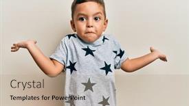  Presentation with clothes - PPT theme with adorable-latin-toddler-wearing-casual background and a mint green colored foreground