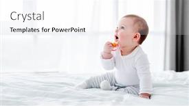  Presentation with baby sitting - Slide set having adorable-little-baby-boy-sitting background and a white colored foreground