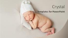  Presentation with sleeping baby - Colorful slide set enhanced with adorable little baby in knitted hat sleeping on small pillow on cream background backdrop and a light gray colored foreground