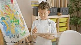  Presentation with paint art - Presentation design featuring adorable-little-blond-boy and a coral colored foreground